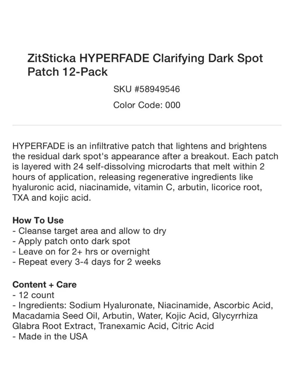 2 Boxes ZitSticka HYPERFADE Dark Spot Microdart Blur Patches, 24 Total Patches